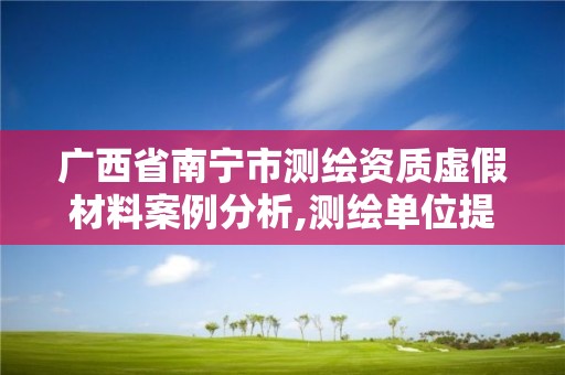 广西省南宁市测绘资质虚假材料案例分析,测绘单位提供虚假测绘成果。