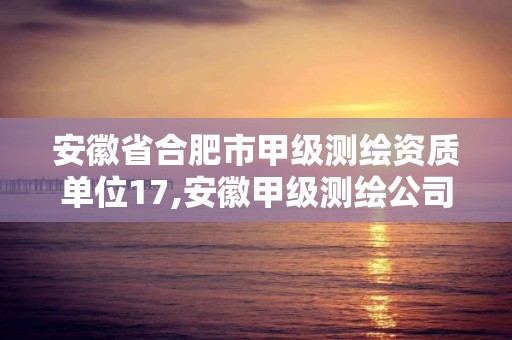 安徽省合肥市甲级测绘资质单位17,安徽甲级测绘公司名单。