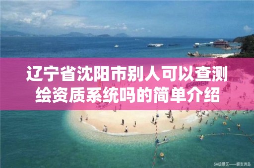 辽宁省沈阳市别人可以查测绘资质系统吗的简单介绍