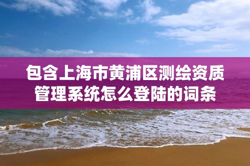 包含上海市黄浦区测绘资质管理系统怎么登陆的词条