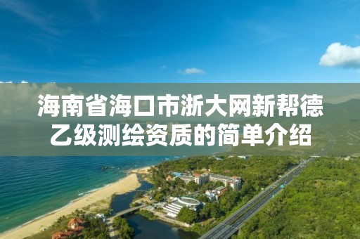 海南省海口市浙大网新帮德乙级测绘资质的简单介绍