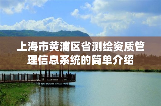 上海市黄浦区省测绘资质管理信息系统的简单介绍