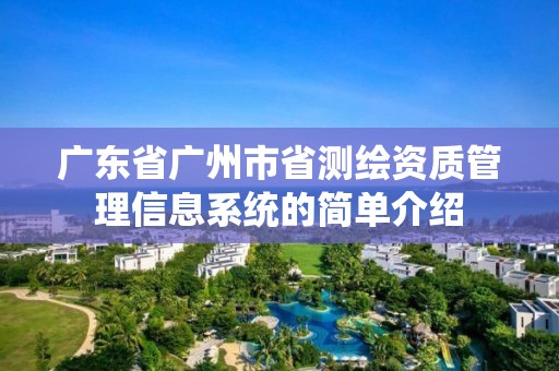 广东省广州市省测绘资质管理信息系统的简单介绍