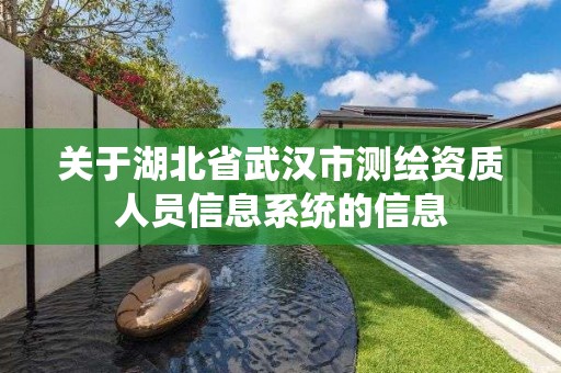 关于湖北省武汉市测绘资质人员信息系统的信息