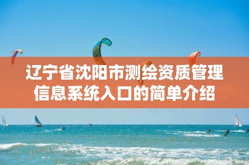 辽宁省沈阳市测绘资质管理信息系统入口的简单介绍