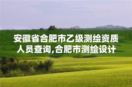 安徽省合肥市乙级测绘资质人员查询,合肥市测绘设计院。