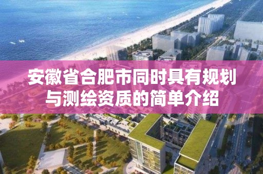 安徽省合肥市同时具有规划与测绘资质的简单介绍