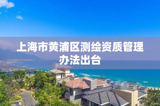 上海市黄浦区测绘资质管理办法出台