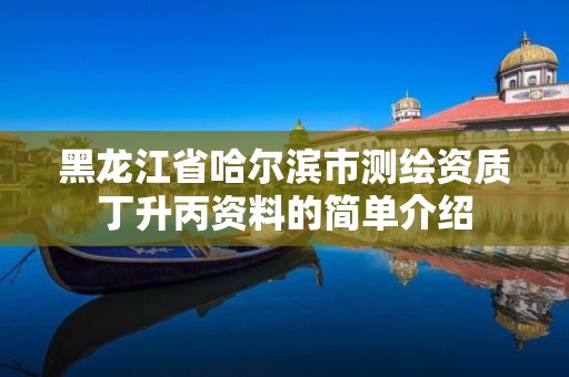 黑龙江省哈尔滨市测绘资质丁升丙资料的简单介绍