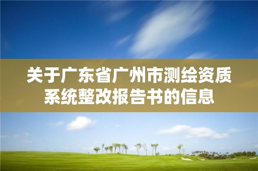 关于广东省广州市测绘资质系统整改报告书的信息