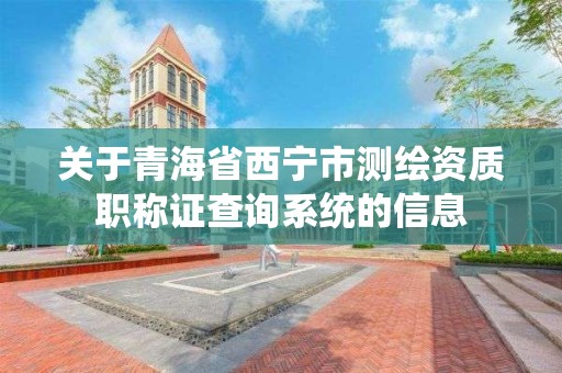 关于青海省西宁市测绘资质职称证查询系统的信息