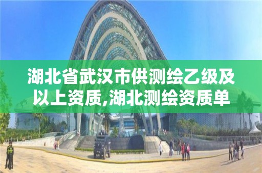 湖北省武汉市供测绘乙级及以上资质,湖北测绘资质单位。