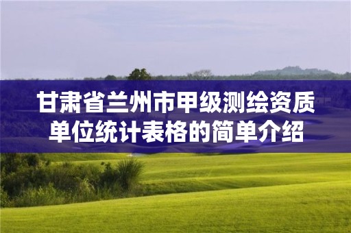 甘肃省兰州市甲级测绘资质单位统计表格的简单介绍