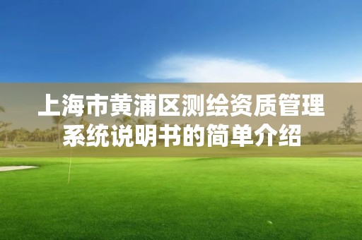 上海市黄浦区测绘资质管理系统说明书的简单介绍