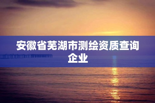 安徽省芜湖市测绘资质查询企业