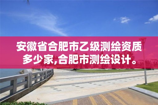 安徽省合肥市乙级测绘资质多少家,合肥市测绘设计。