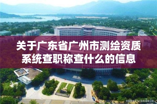 关于广东省广州市测绘资质系统查职称查什么的信息