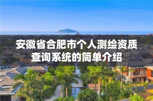 安徽省合肥市个人测绘资质查询系统的简单介绍