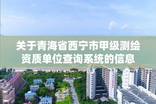 关于青海省西宁市甲级测绘资质单位查询系统的信息