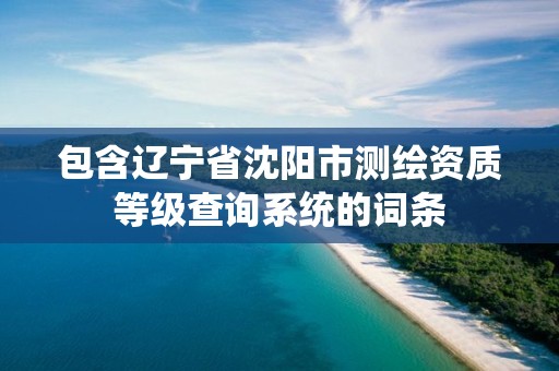 包含辽宁省沈阳市测绘资质等级查询系统的词条