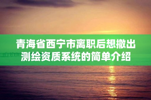 青海省西宁市离职后想撤出测绘资质系统的简单介绍