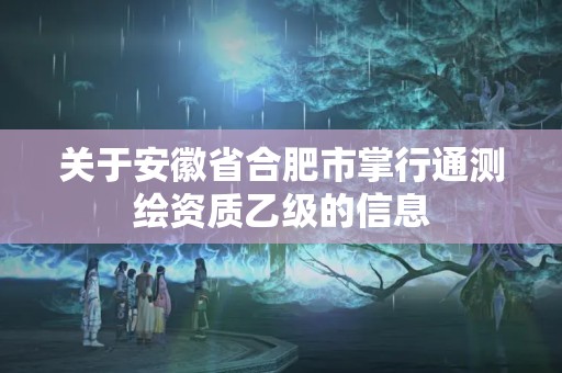 关于安徽省合肥市掌行通测绘资质乙级的信息