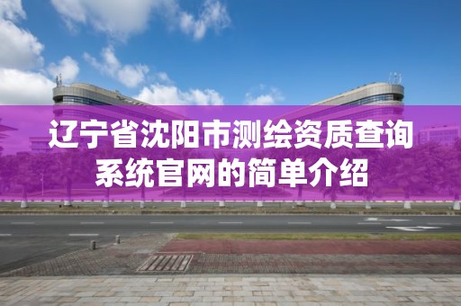 辽宁省沈阳市测绘资质查询系统官网的简单介绍