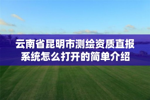 云南省昆明市测绘资质直报系统怎么打开的简单介绍