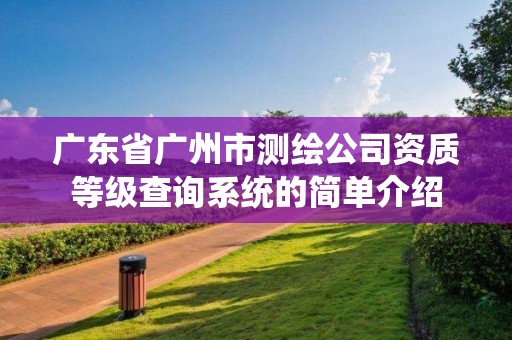 广东省广州市测绘公司资质等级查询系统的简单介绍