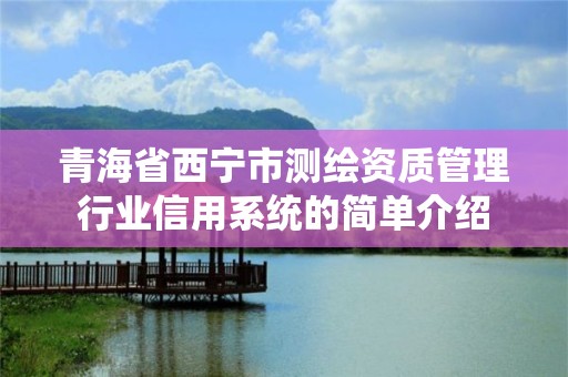 青海省西宁市测绘资质管理行业信用系统的简单介绍