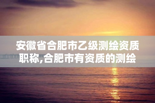 安徽省合肥市乙级测绘资质职称,合肥市有资质的测绘公司。