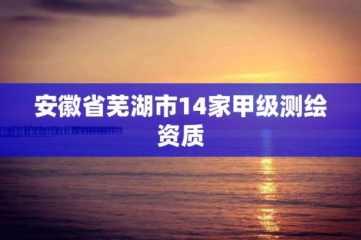 安徽省芜湖市14家甲级测绘资质