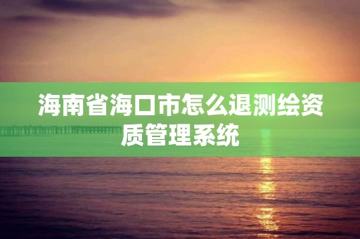 海南省海口市怎么退测绘资质管理系统