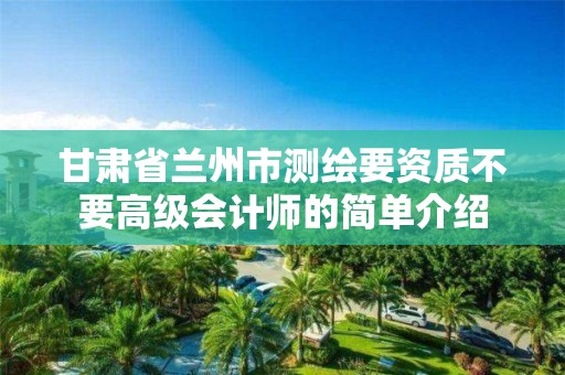 甘肃省兰州市测绘要资质不要高级会计师的简单介绍