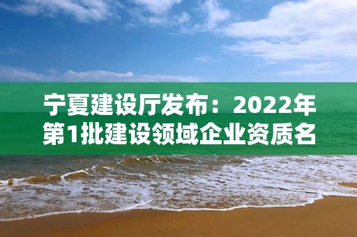 宁夏建设厅发布：2022年第1批建设领域企业资质名单的公告