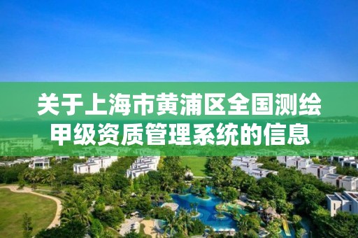 关于上海市黄浦区全国测绘甲级资质管理系统的信息