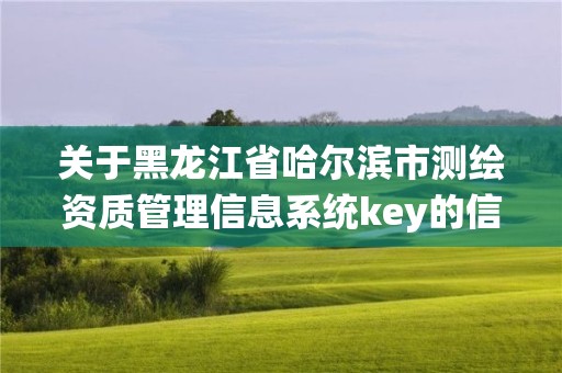 关于黑龙江省哈尔滨市测绘资质管理信息系统key的信息