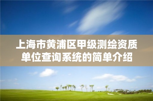 上海市黄浦区甲级测绘资质单位查询系统的简单介绍