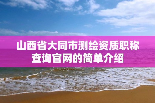 山西省大同市测绘资质职称查询官网的简单介绍