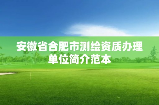 安徽省合肥市测绘资质办理单位简介范本