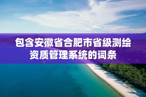 包含安徽省合肥市省级管理系统的词条