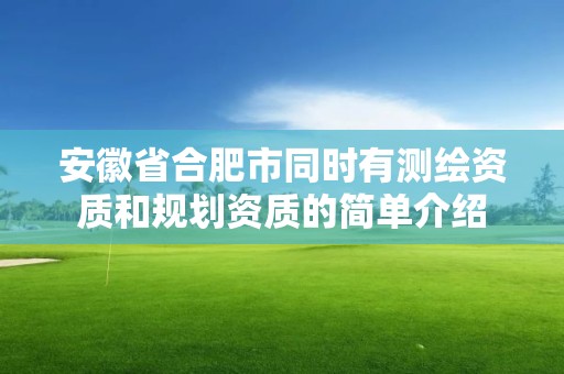 安徽省合肥市同时有测绘资质和规划资质的简单介绍