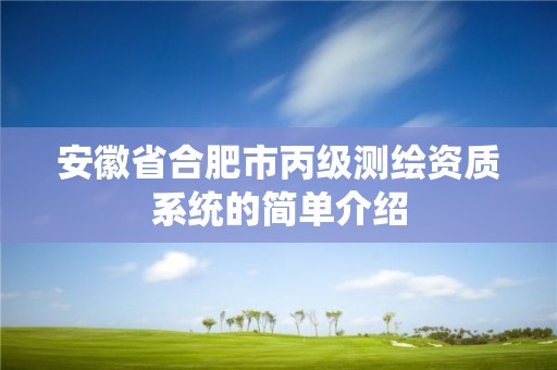 安徽省合肥市丙级测绘资质系统的简单介绍