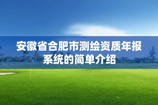 安徽省合肥市测绘资质年报系统的简单介绍