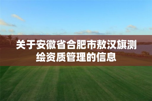 关于安徽省合肥市敖汉旗测绘资质管理的信息