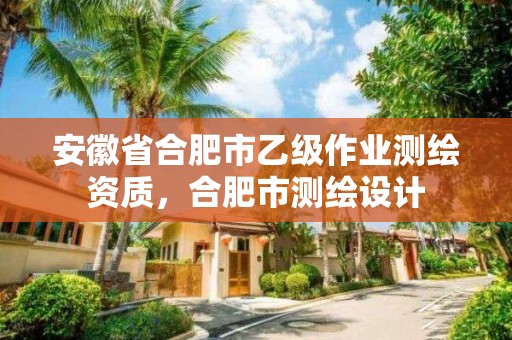 安徽省合肥市乙级作业测绘资质，合肥市测绘设计