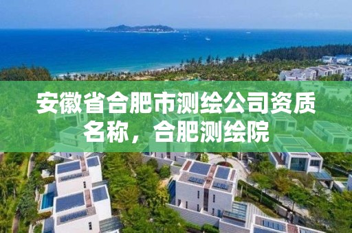 安徽省合肥市测绘公司资质名称，合肥测绘院