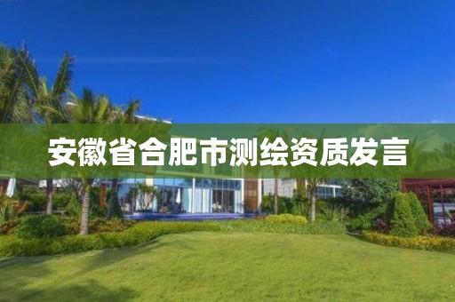 安徽省合肥市测绘资质发言