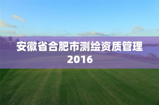 安徽省合肥市测绘资质管理2016