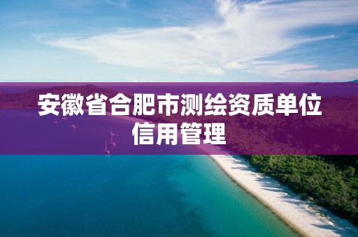 安徽省合肥市测绘资质单位信用管理